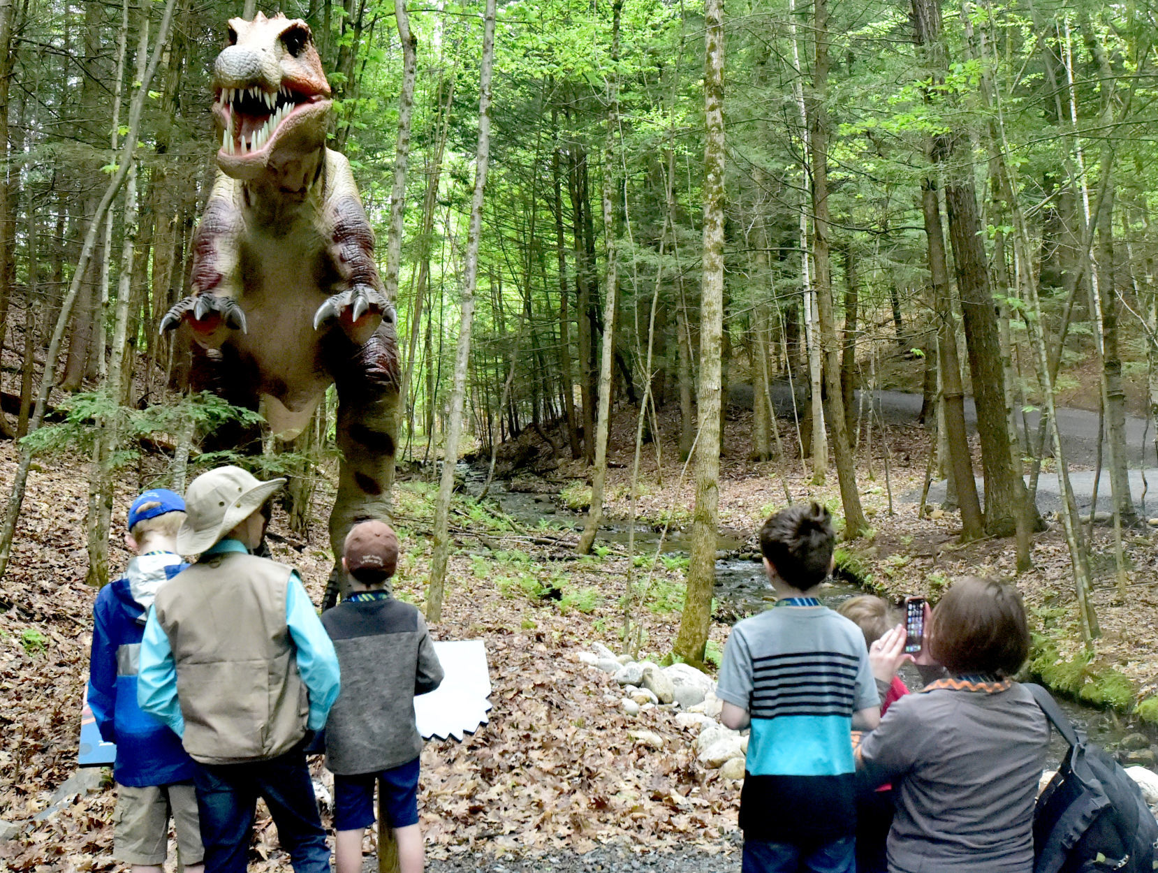 Photo op with a dinosaur